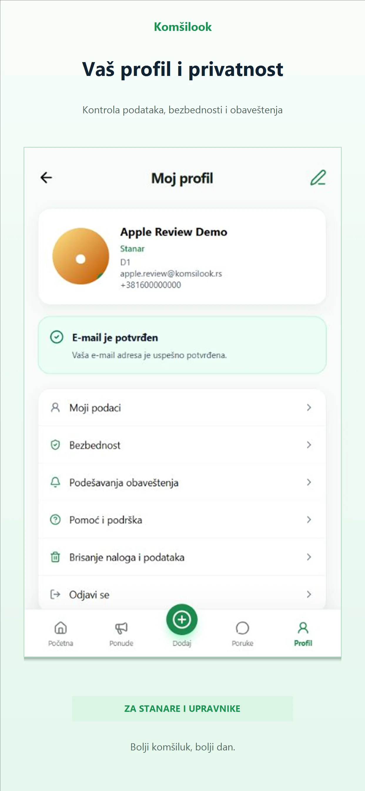 Komšilook profil korisnika