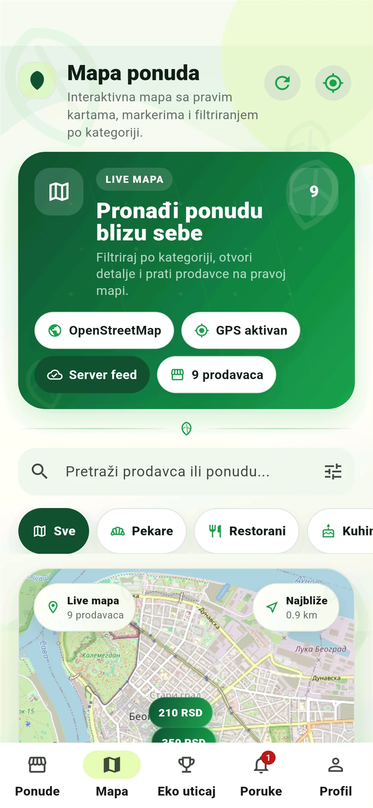 Sačuvaj Hranu mapa prodavaca i ponuda